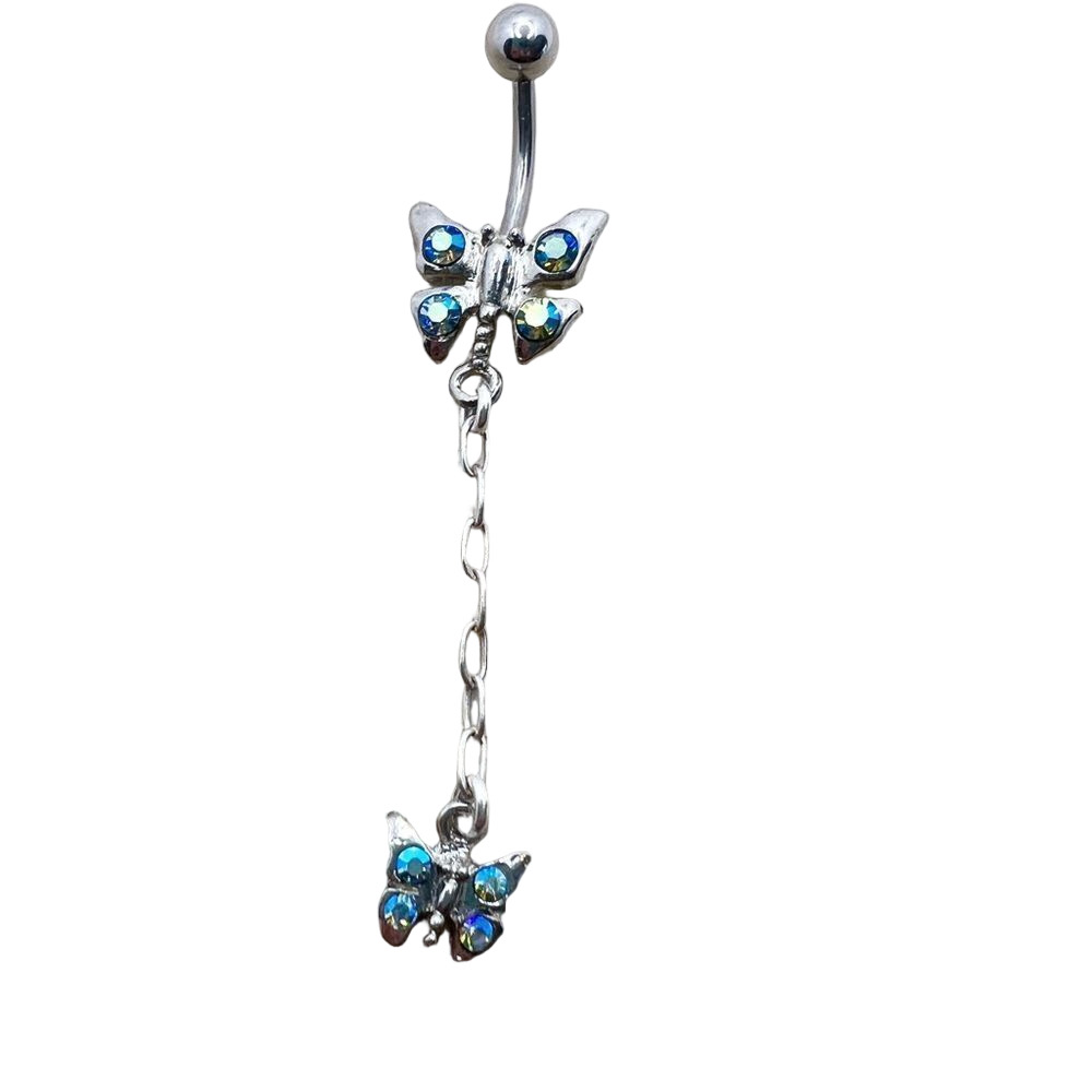 🍭6/$30 jewel studded butterfly dangle belly button ring